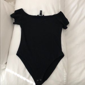 Off the shoulder black bodysuit